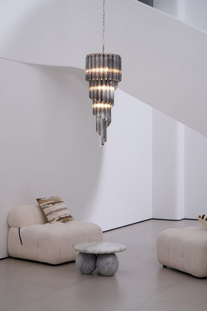 Lucente Noir Spiral Chandelier - Elegant Design with Adjustable Height