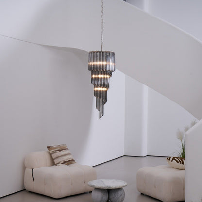 Lucente Noir Spiral Chandelier - Elegant Design with Adjustable Height
