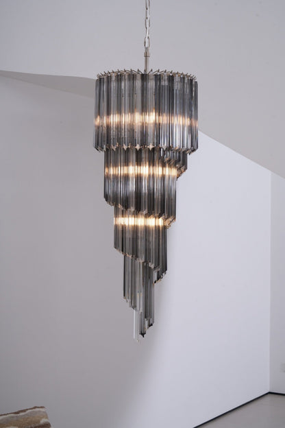 Lucente Noir Spiral Chandelier - Elegant Design with Adjustable Height