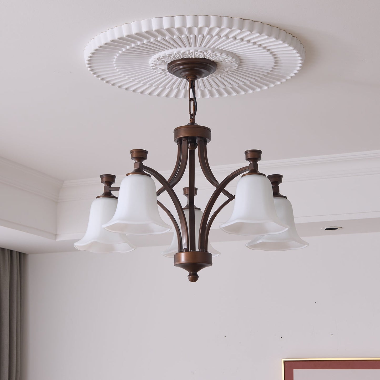 Lucian Bell Chandelier - Elegant Crystal Design with Adjustable Height