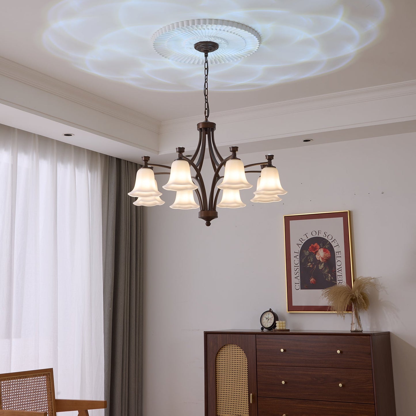 Lucian Bell Chandelier - Elegant Crystal Design with Adjustable Height
