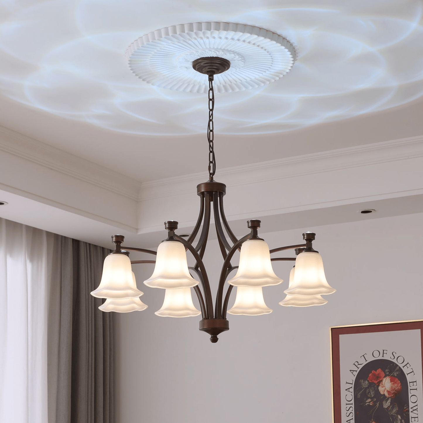Lucian Bell Chandelier - Elegant Crystal Design with Adjustable Height