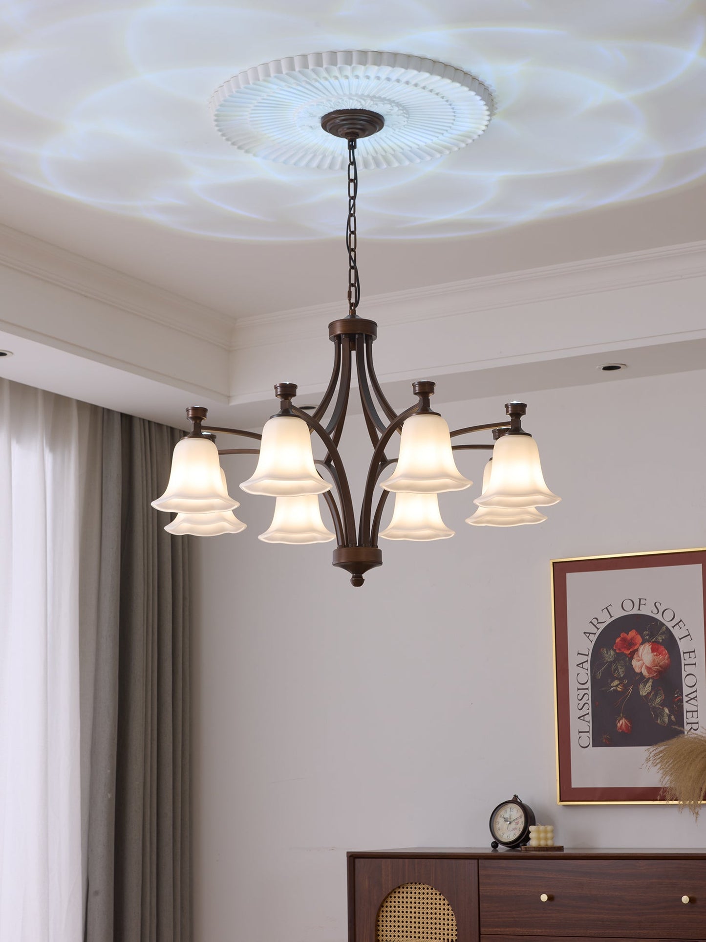 Lucian Bell Chandelier - Elegant Crystal Design with Adjustable Height