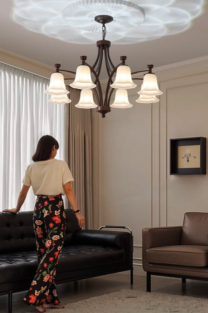 Lucian Bell Chandelier - Elegant Crystal Design with Adjustable Height