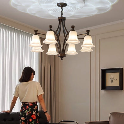 Lucian Bell Chandelier - Elegant Crystal Design with Adjustable Height