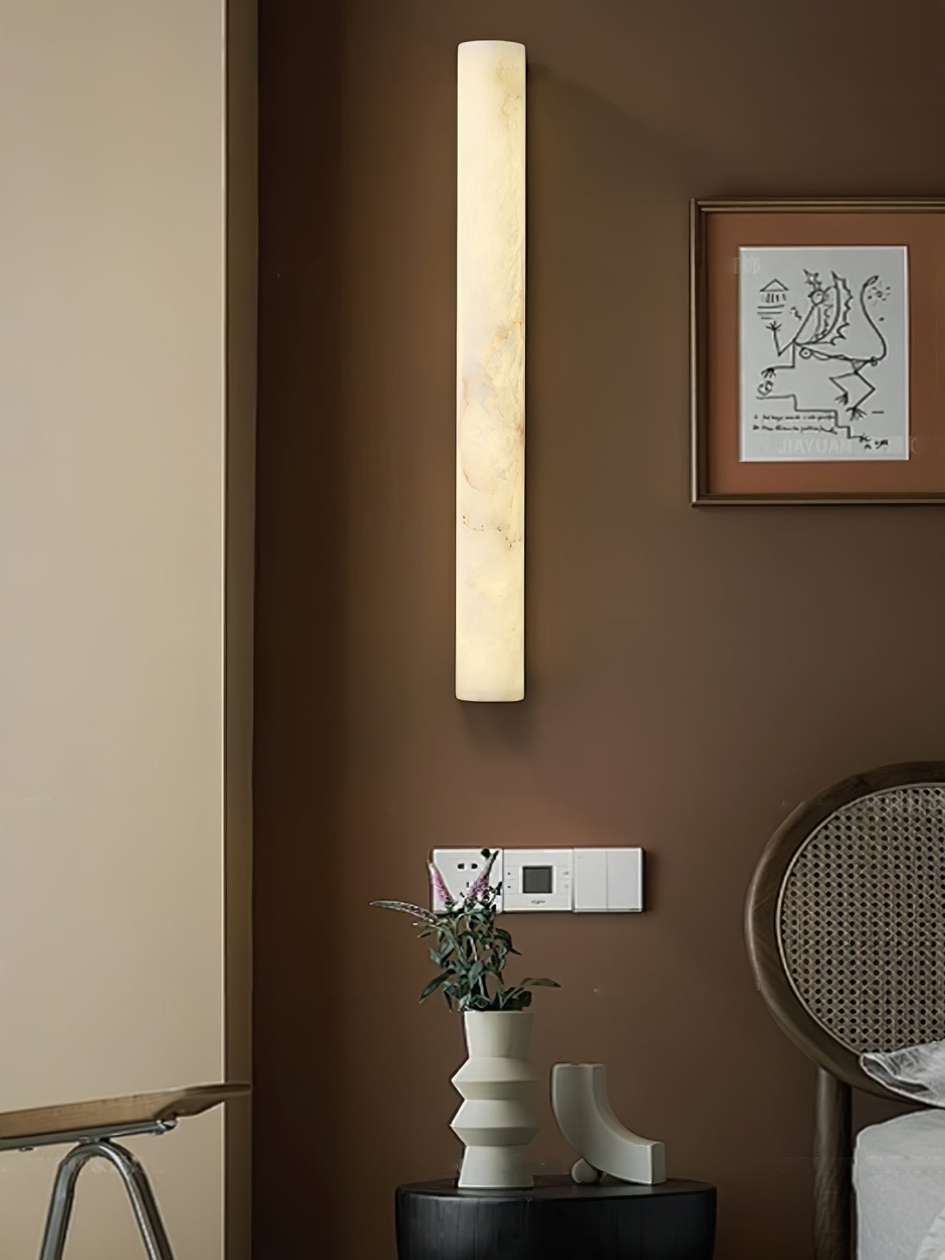 Luminara Alabaster Wall Sconce - Dimmable LED, Elegant Design