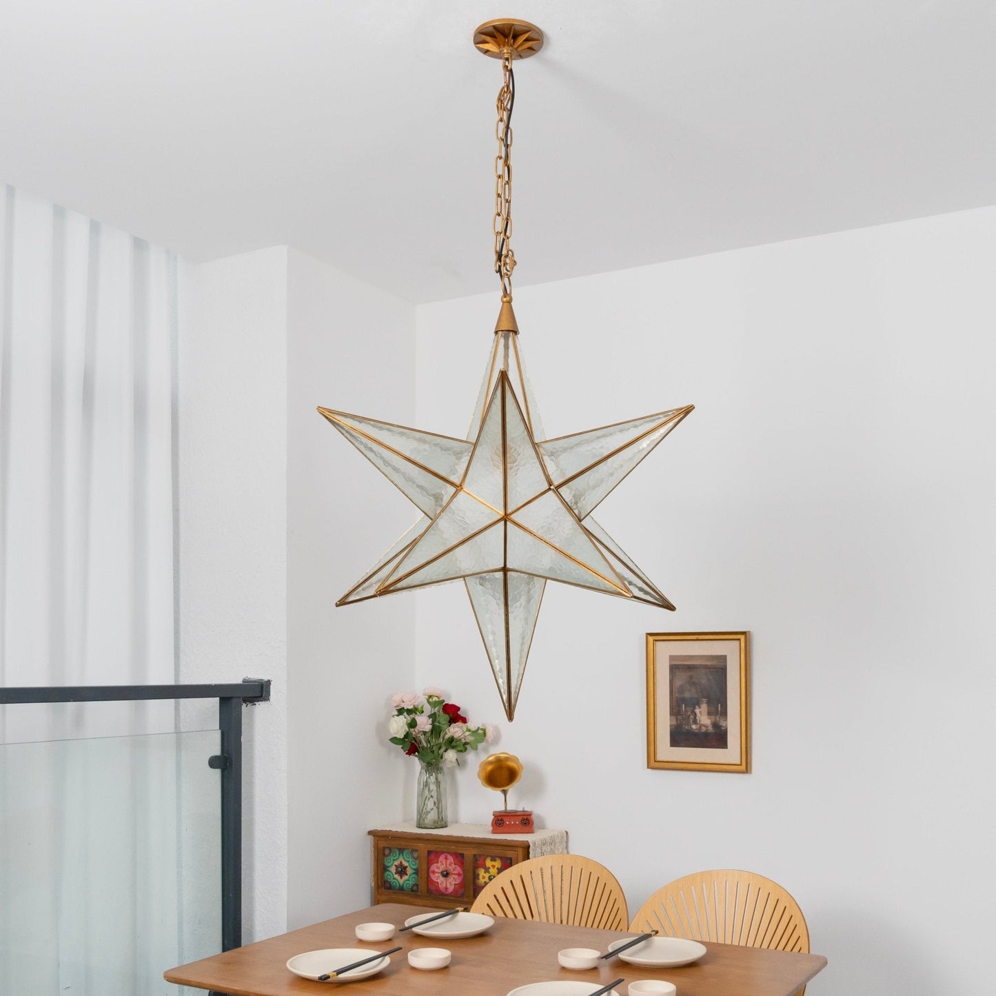 Luminara Star Chandelier - Dimmable LED, Elegant Design for Any Space