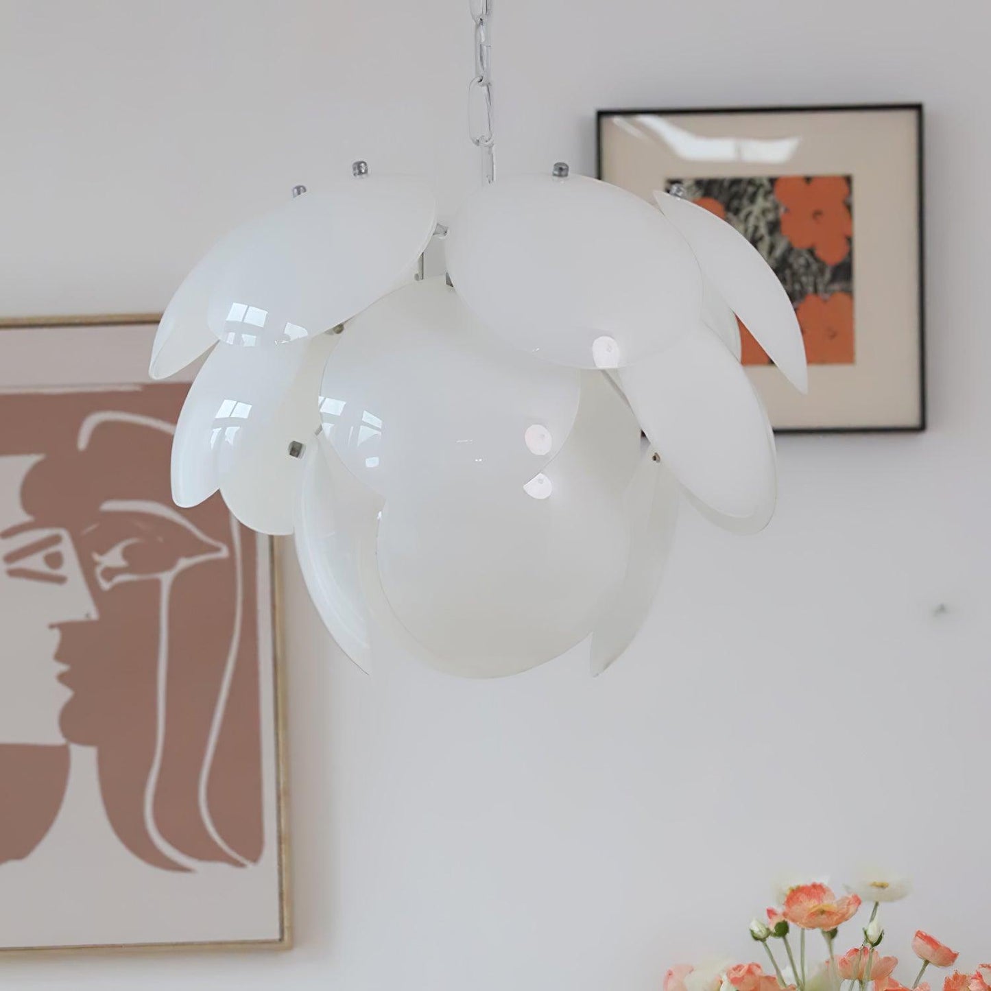 Luminous Petal Glass Chandelier - Elegant Design with Adjustable Heigh