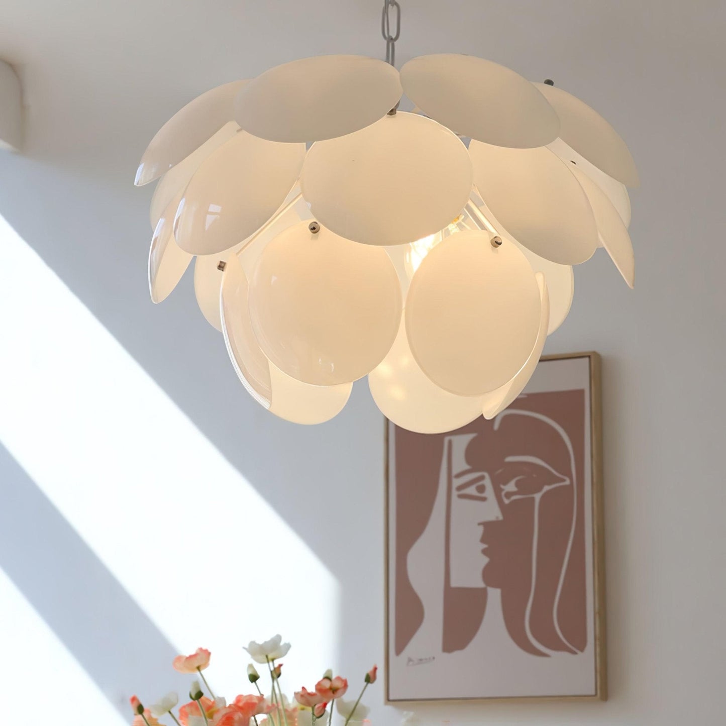 Luminous Petal Glass Chandelier - Elegant Design with Adjustable Heigh