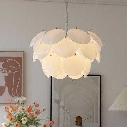 Luminous Petal Glass Chandelier - Elegant Design with Adjustable Heigh