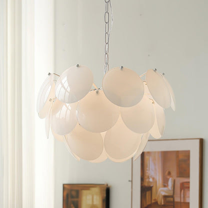 Luminous Petal Glass Chandelier - Elegant Design with Adjustable Heigh