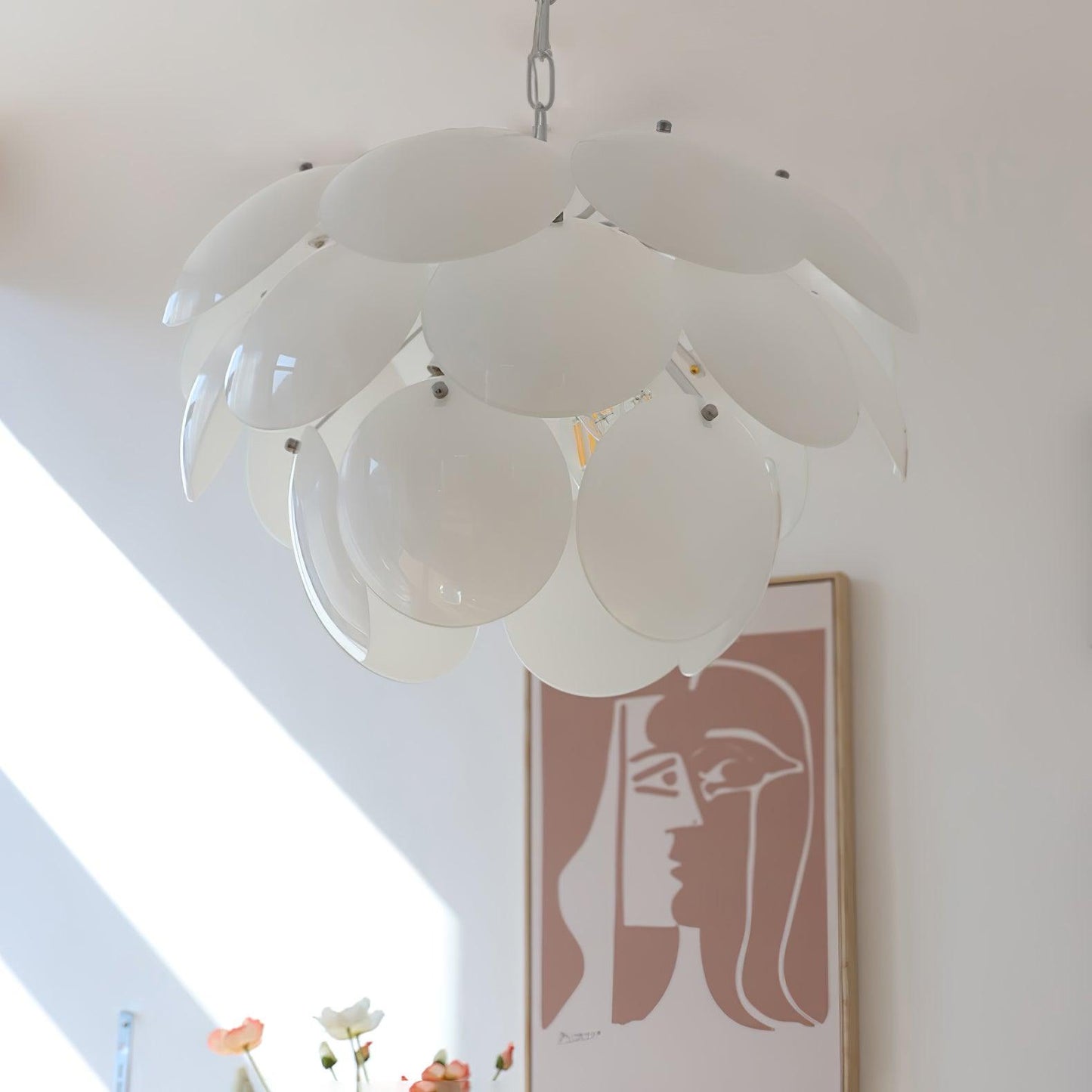 Luminous Petal Glass Chandelier - Elegant Design with Adjustable Heigh