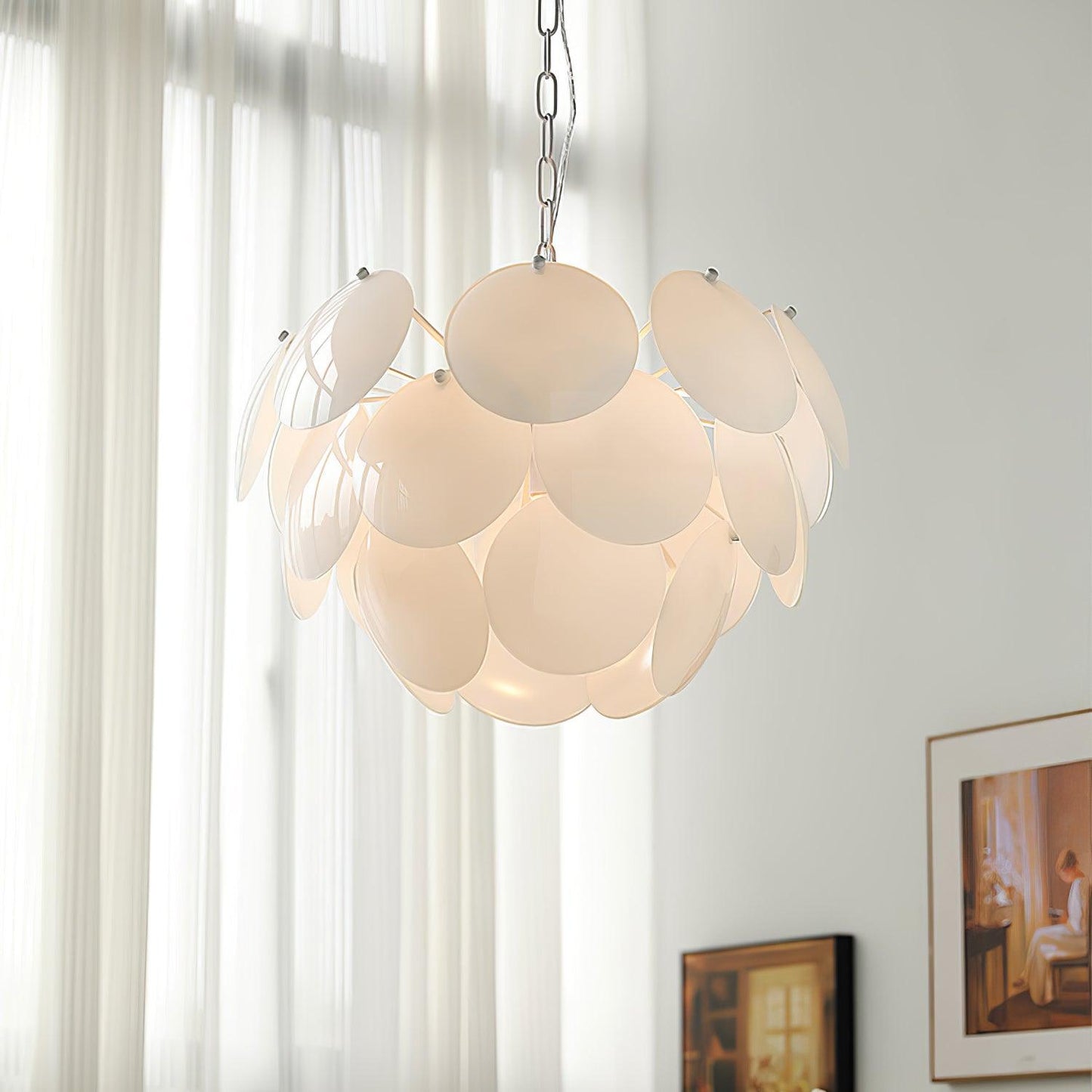 Luminous Petal Glass Chandelier - Elegant Design with Adjustable Heigh