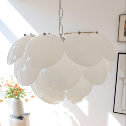 Luminous Petal Glass Chandelier - Elegant Design with Adjustable Heigh