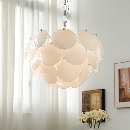 Luminous Petal Glass Chandelier - Elegant Design with Adjustable Heigh