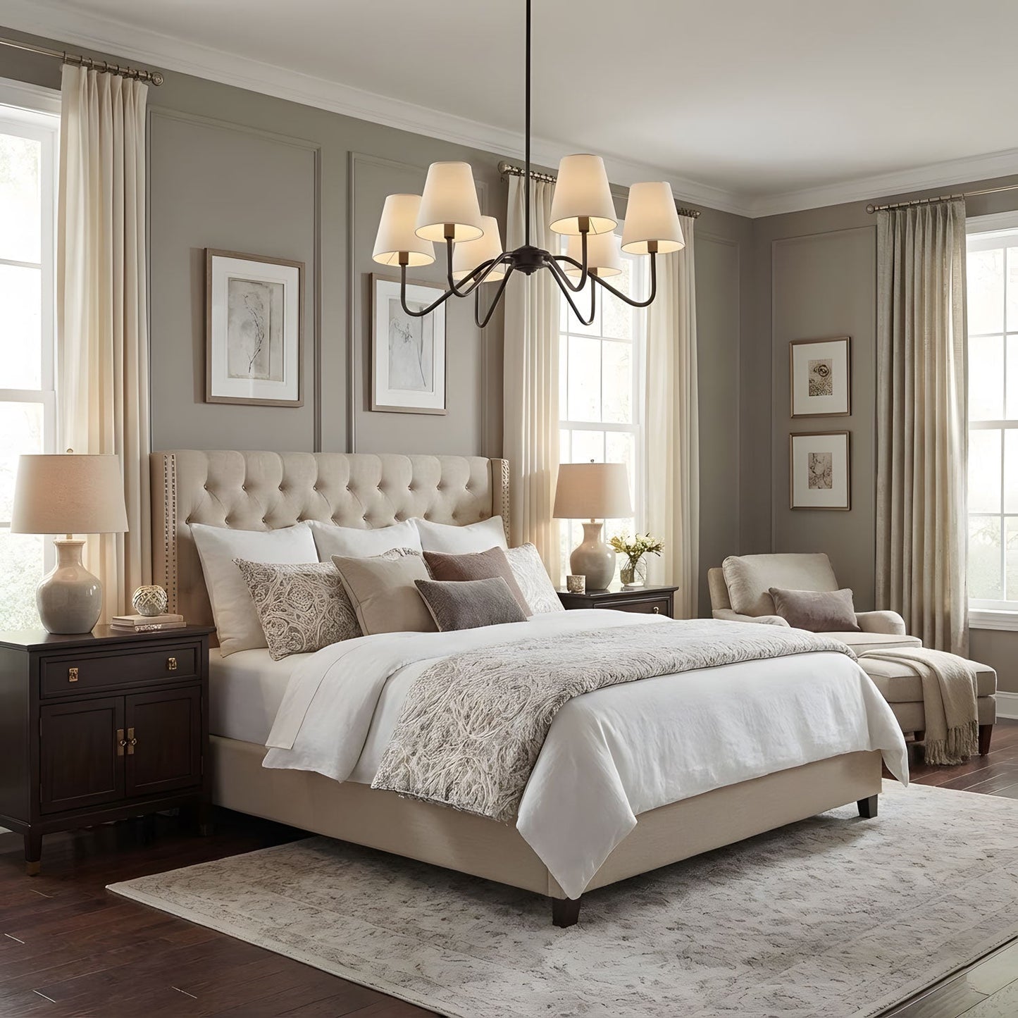 Lumos Black Chandelier - Elegant Design with Adjustable Height & LED L