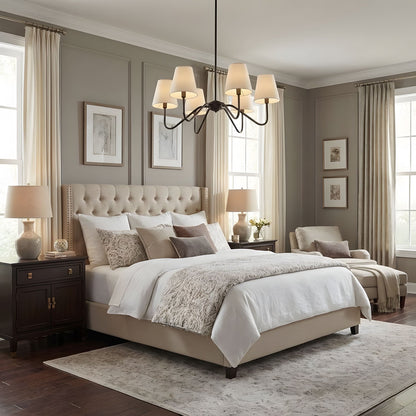 Lumos Black Chandelier - Elegant Design with Adjustable Height & LED L
