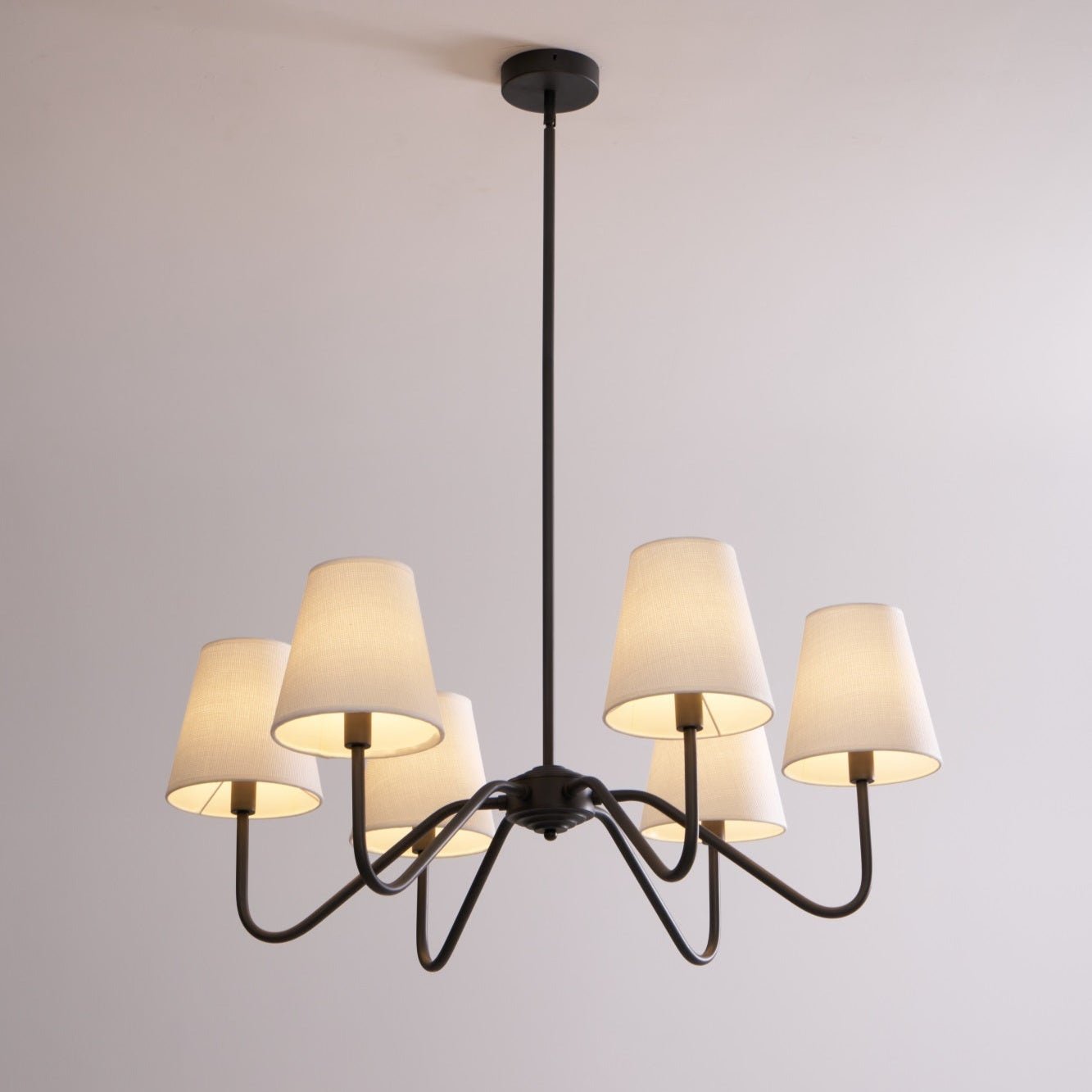 Lumos Black Chandelier - Elegant Design with Adjustable Height & LED L
