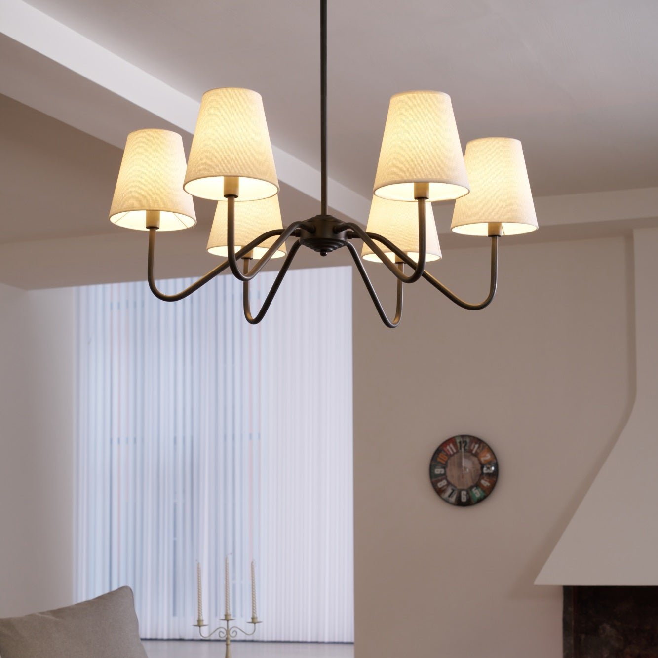 Lumos Black Chandelier - Elegant Design with Adjustable Height & LED L