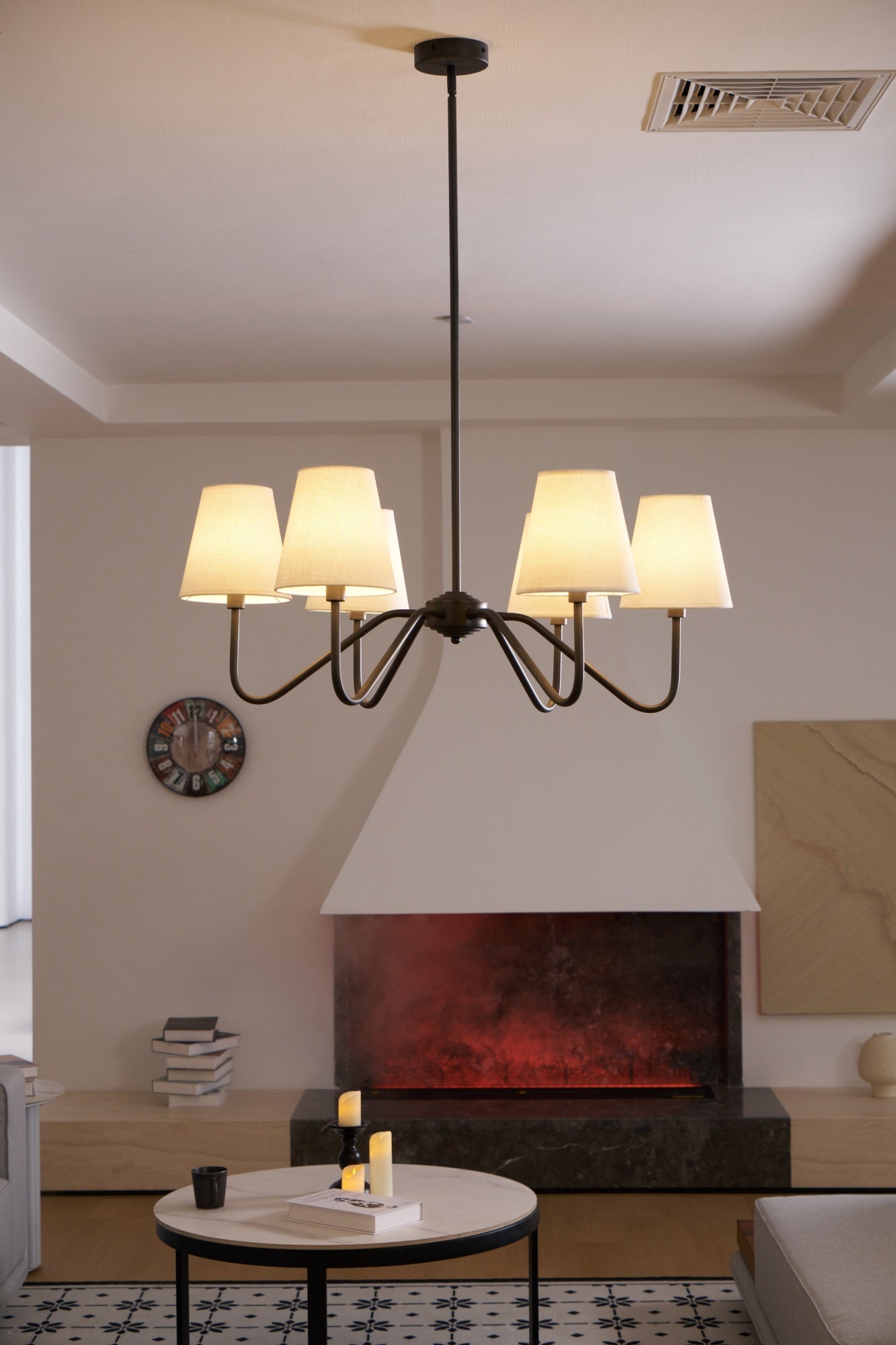 Lumos Black Chandelier - Elegant Design with Adjustable Height & LED L
