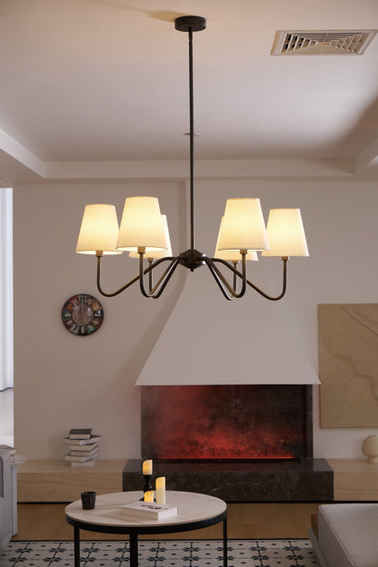 Lumos Black Chandelier - Elegant Design with Adjustable Height & LED L