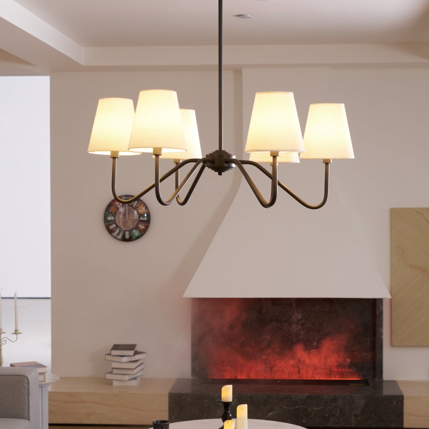 Lumos Black Chandelier - Elegant Design with Adjustable Height & LED L