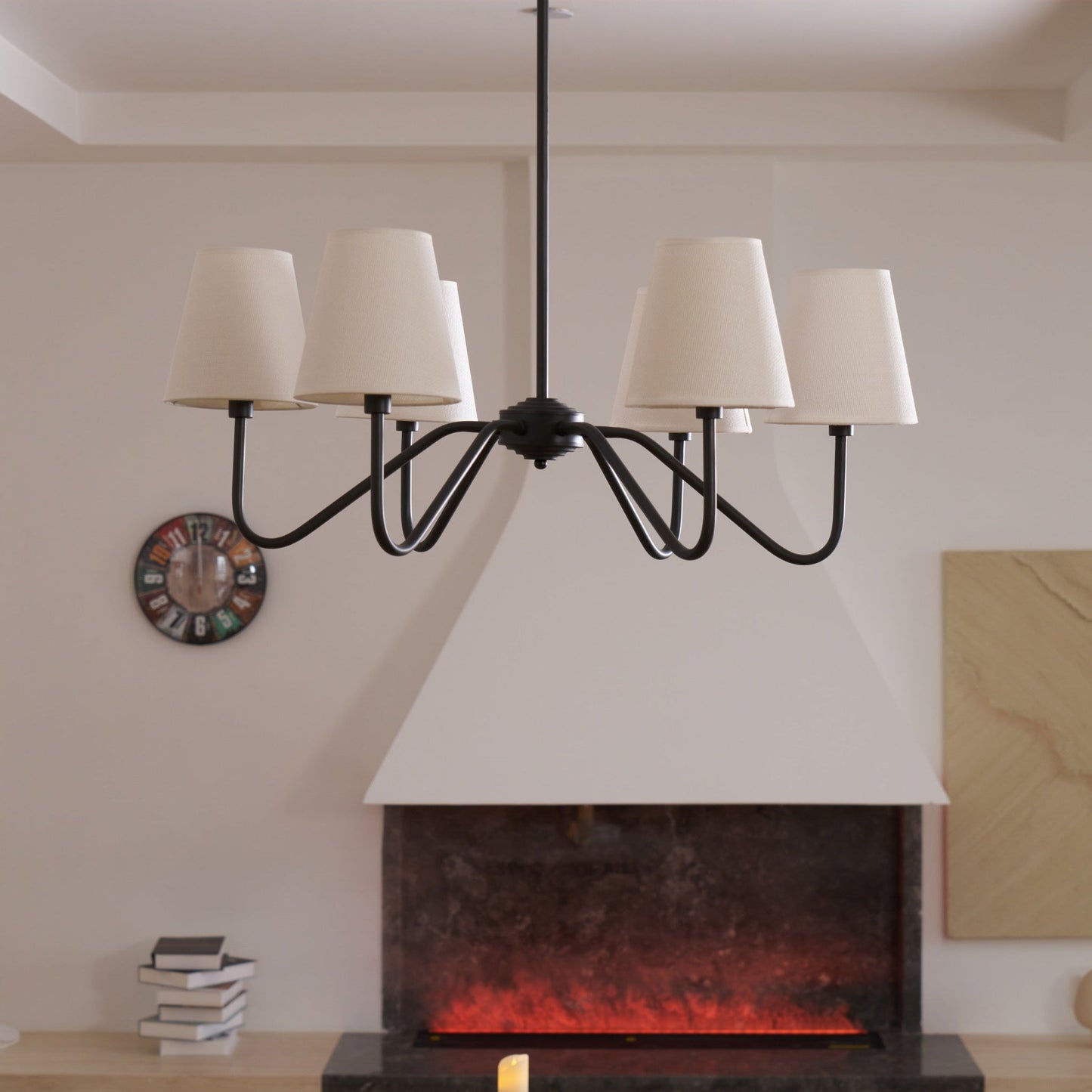 Lumos Black Chandelier - Elegant Design with Adjustable Height & LED L