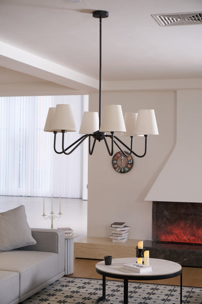 Lumos Black Chandelier - Elegant Design with Adjustable Height & LED L