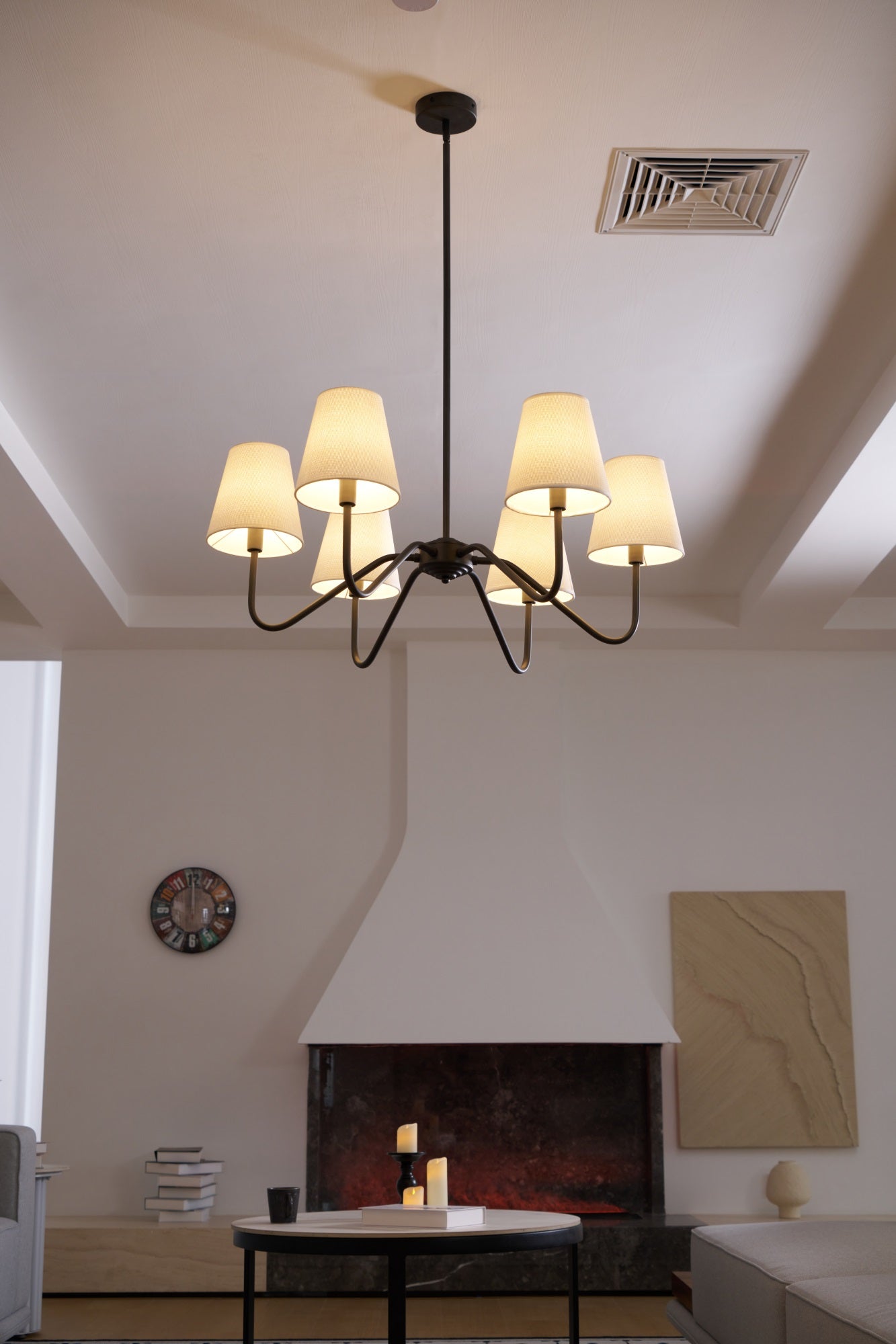 Lumos Black Chandelier - Elegant Design with Adjustable Height & LED L