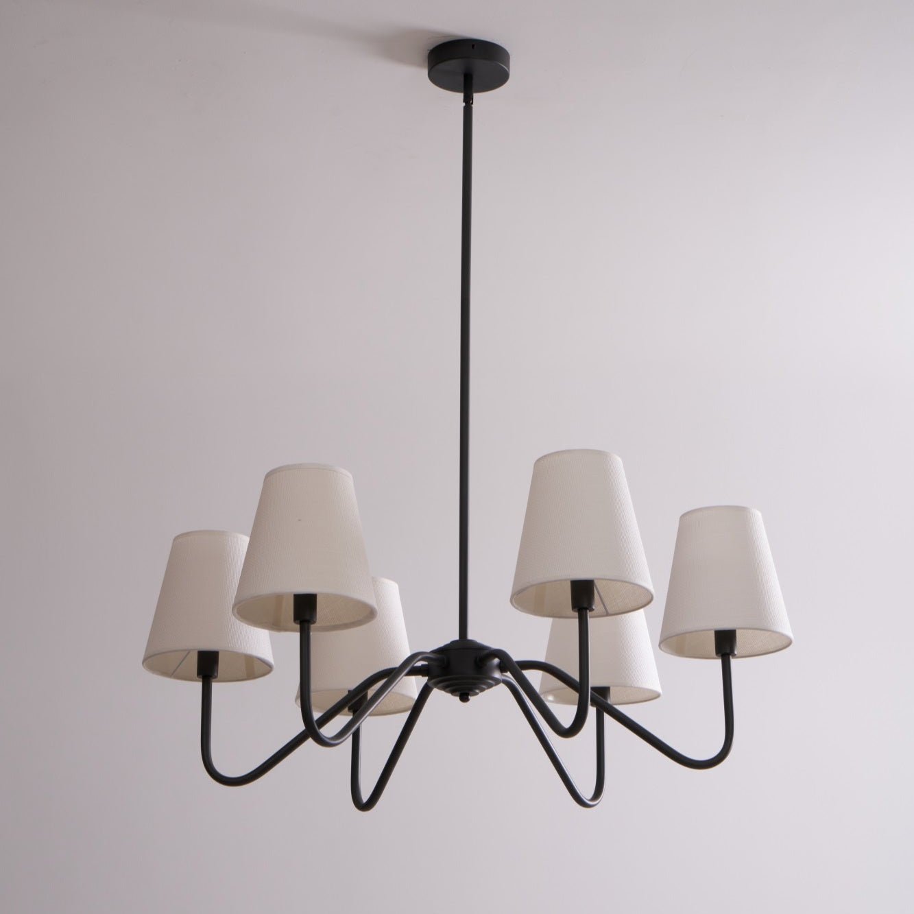 Lumos Black Chandelier - Elegant Design with Adjustable Height & LED L