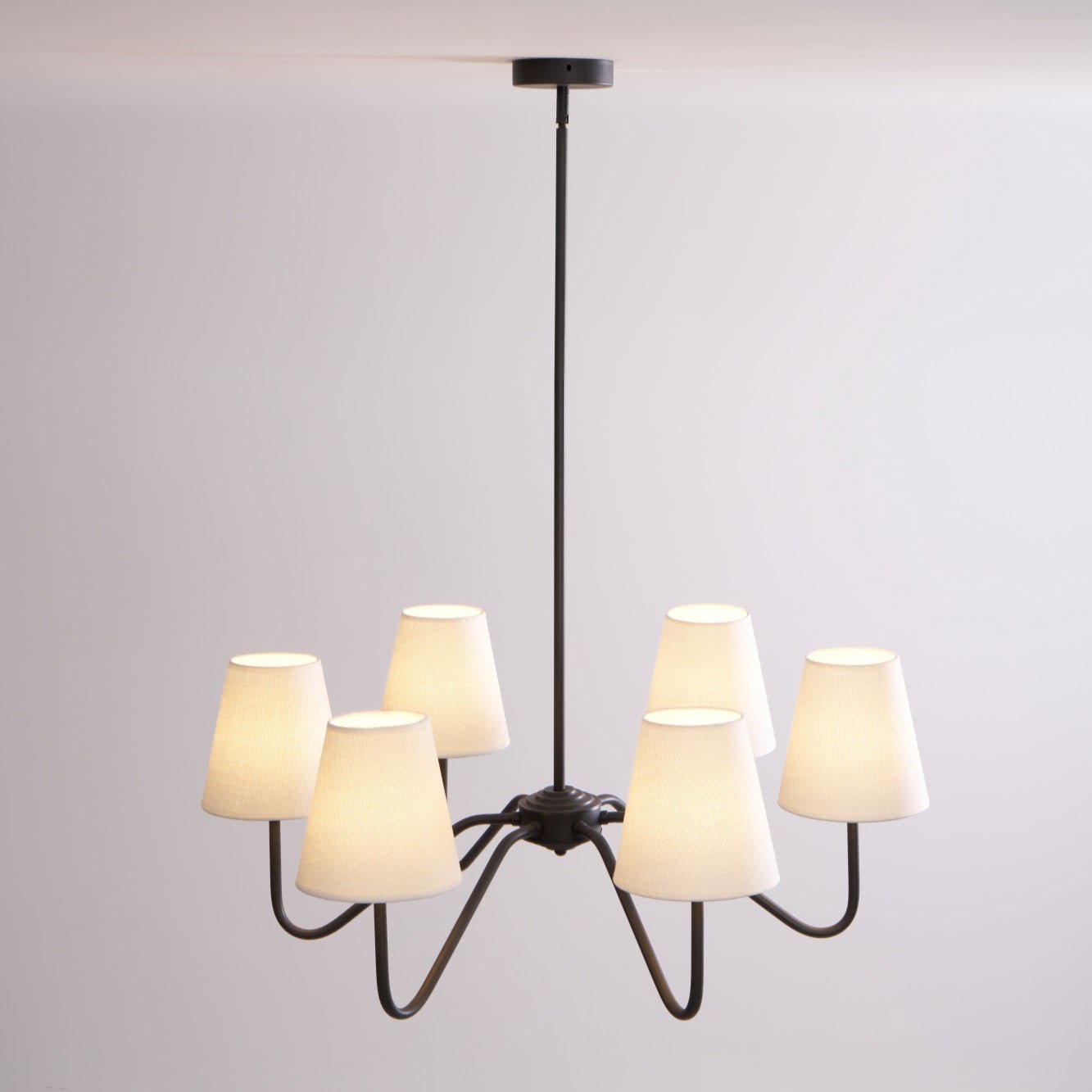 Lumos Black Chandelier - Elegant Design with Adjustable Height & LED L