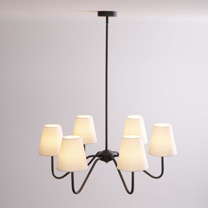 Lumos Black Chandelier - Elegant Design with Adjustable Height & LED L