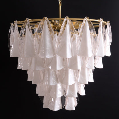Lunara White Glass Chandelier - Elegant Design with Adjustable Height