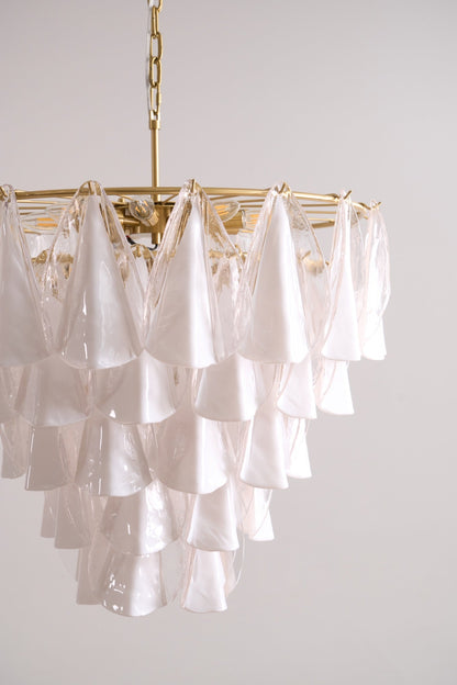 Lunara White Glass Chandelier - Elegant Design with Adjustable Height