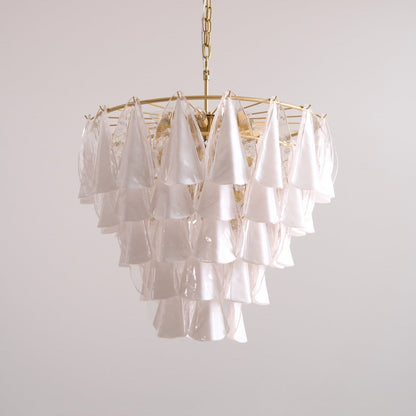 Lunara White Glass Chandelier - Elegant Design with Adjustable Height