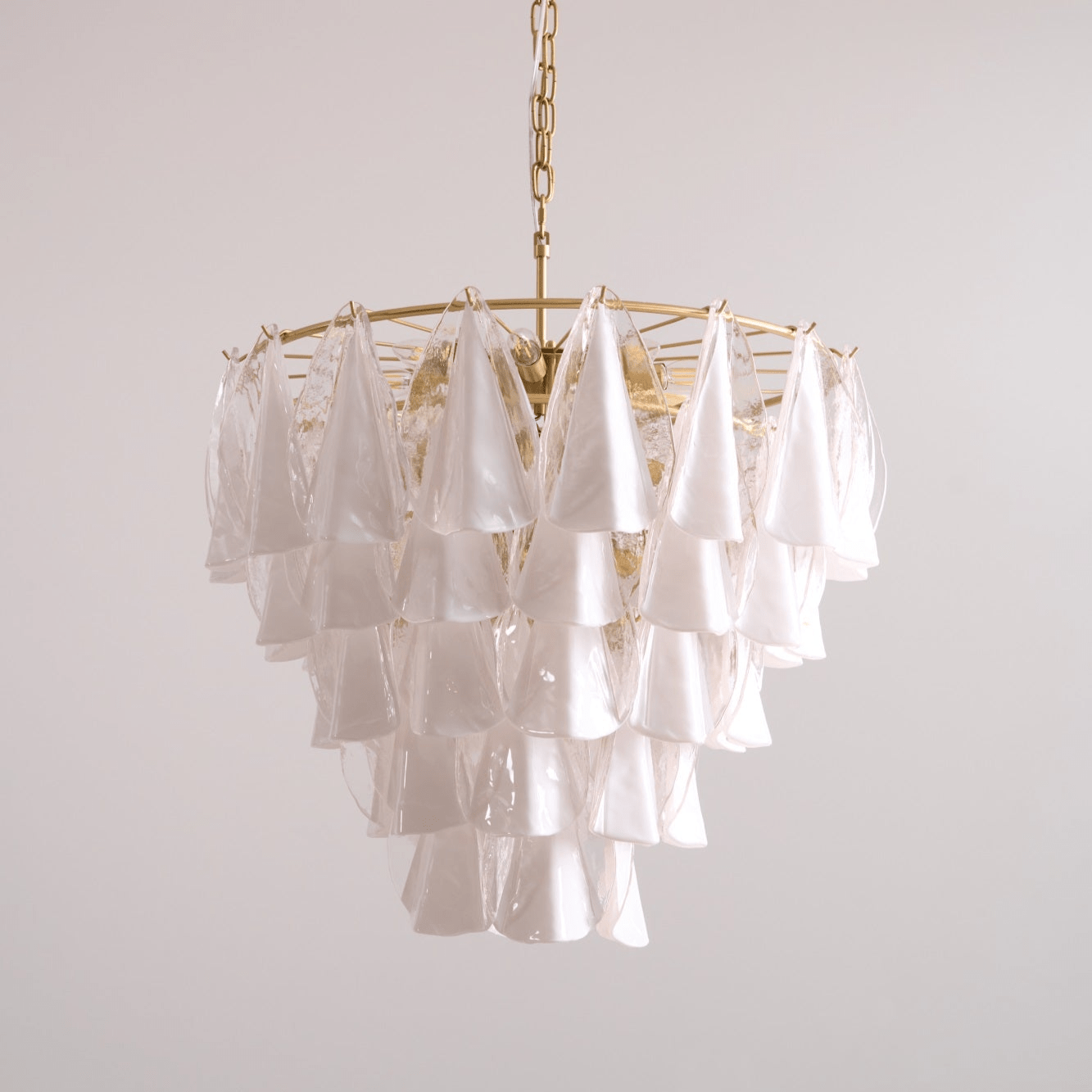 Lunara White Glass Chandelier - Elegant Design with Adjustable Height