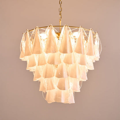 Lunara White Glass Chandelier - Elegant Design with Adjustable Height