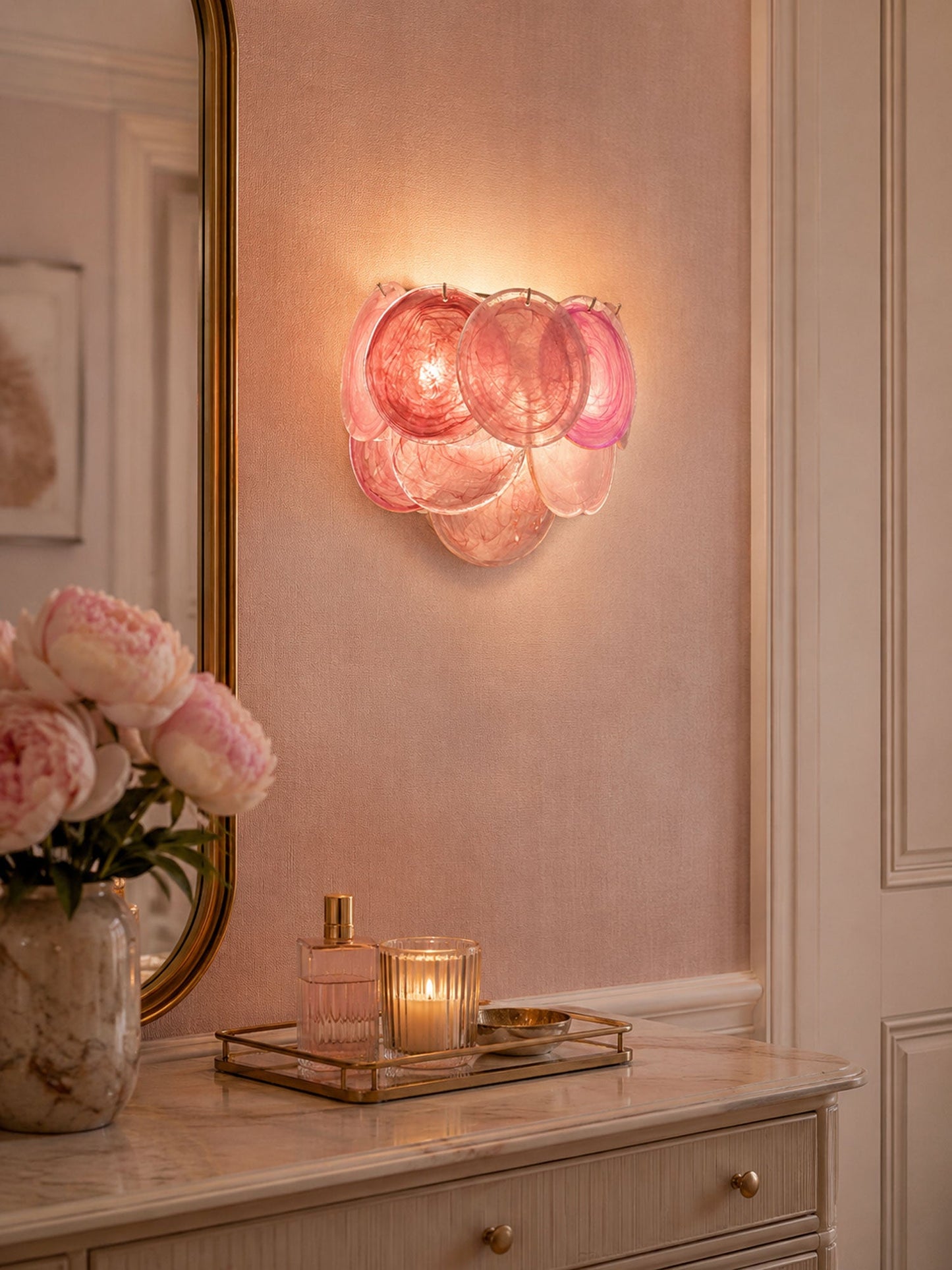 Lunaria Disc Glass Wall Lamp - Elegant Design with LED Lighting & Adju