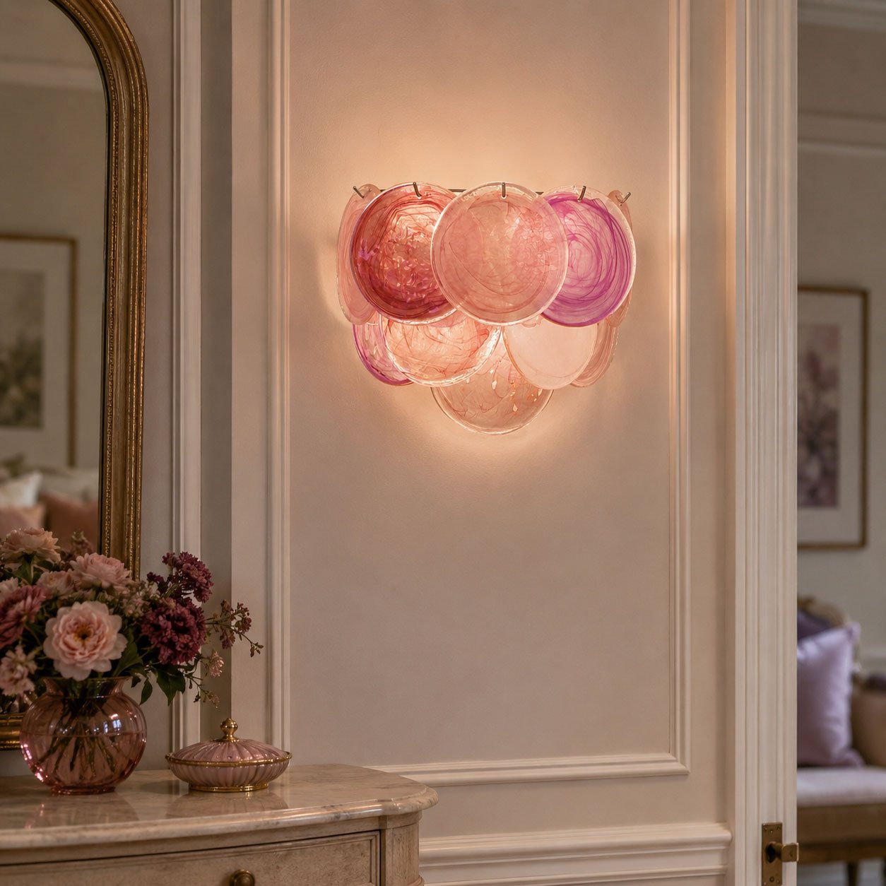 Lunaria Disc Glass Wall Lamp - Elegant Design with LED Lighting & Adju