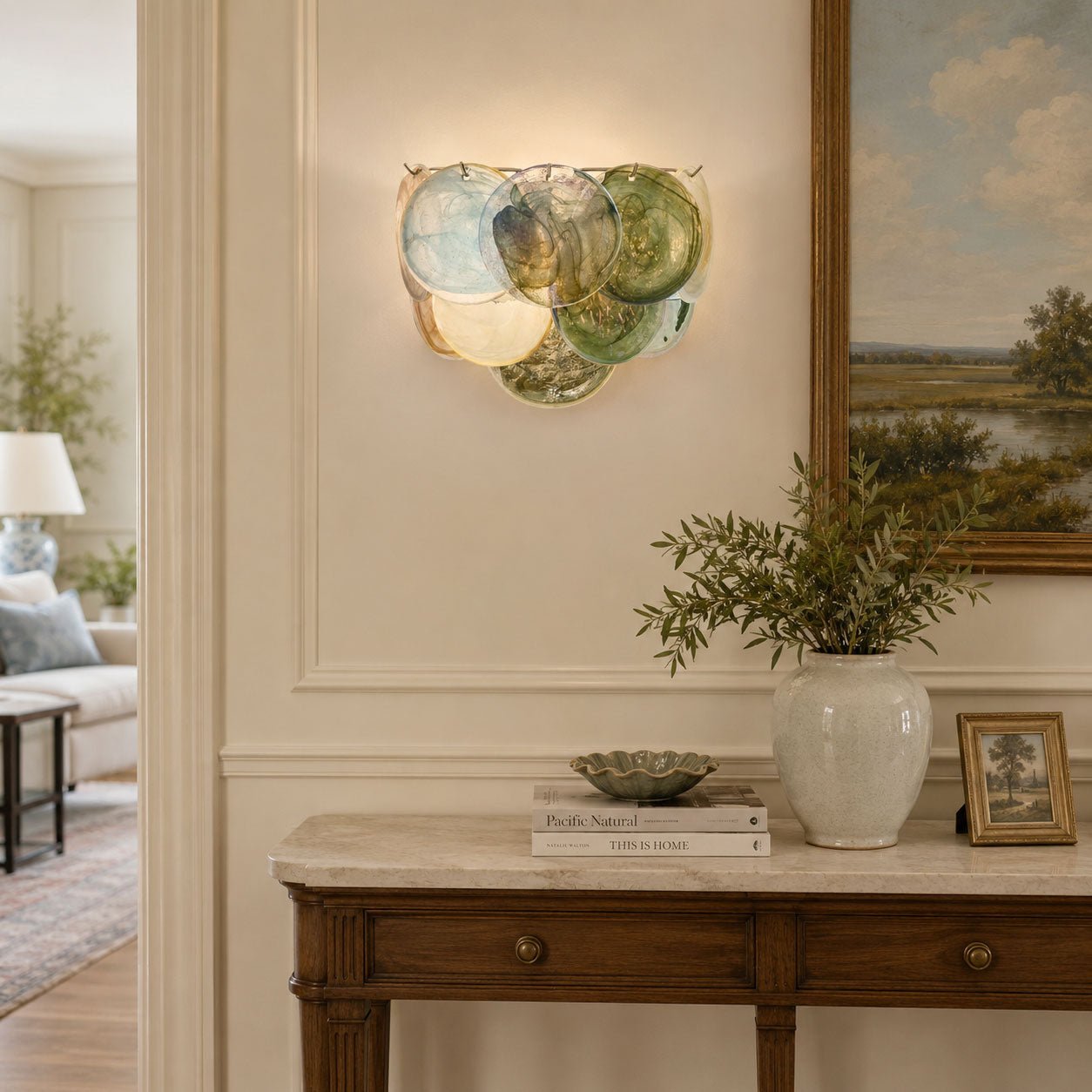 Lunaria Disc Glass Wall Lamp - Elegant Design with LED Lighting & Adju