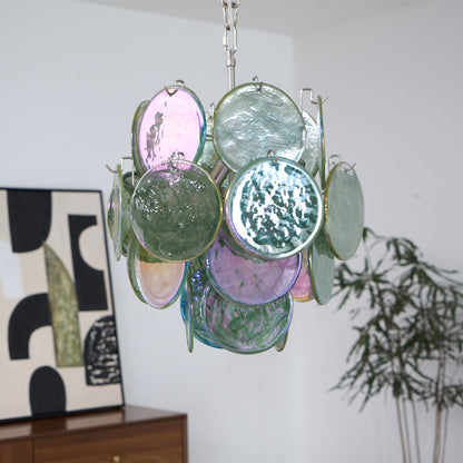 Lunaria Disc Glass Chandelier - Elegant Design with Adjustable Height