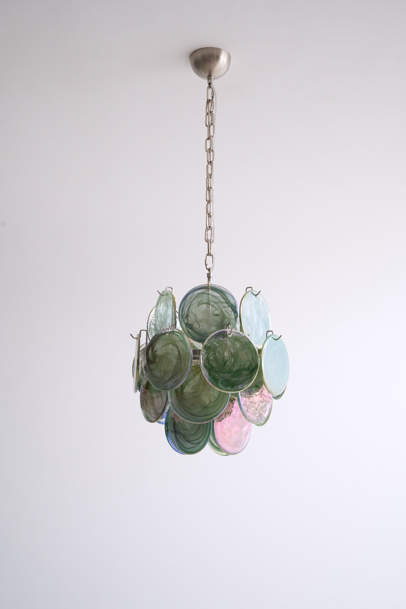 Lunaria Disc Glass Chandelier - Elegant Design with Adjustable Height