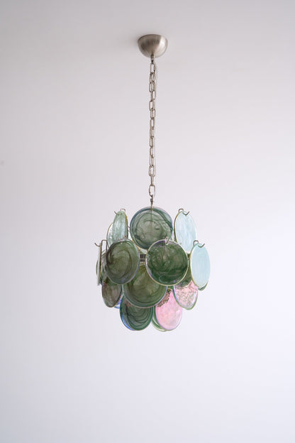 Lunaria Disc Glass Chandelier - Elegant Design with Adjustable Height