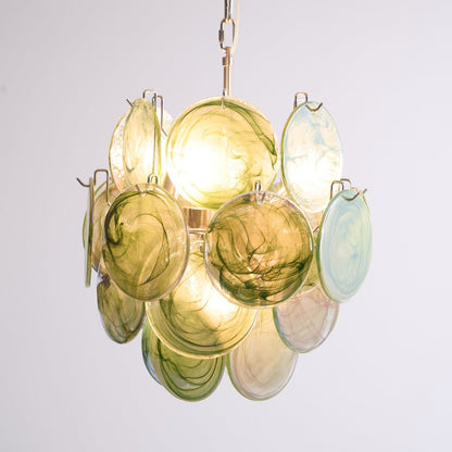 Lunaria Disc Glass Chandelier - Elegant Design with Adjustable Height