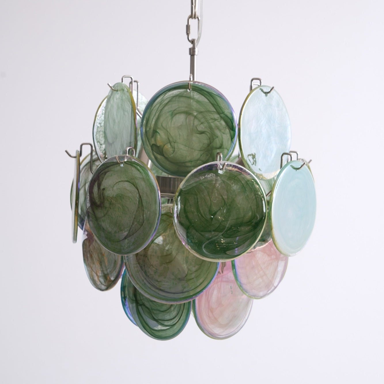 Lunaria Disc Glass Chandelier - Elegant Design with Adjustable Height