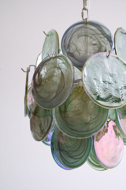 Lunaria Disc Glass Chandelier - Elegant Design with Adjustable Height