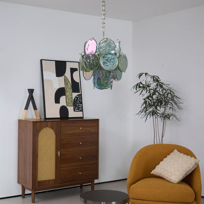 Lunaria Disc Glass Chandelier - Elegant Design with Adjustable Height