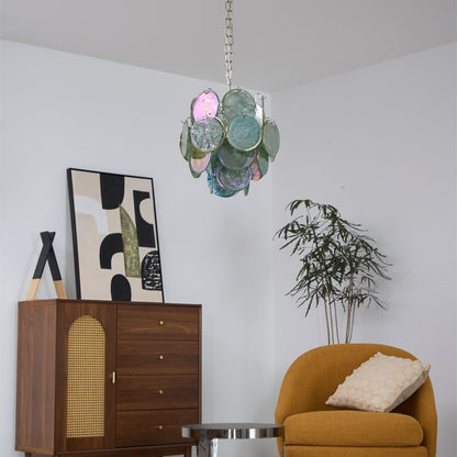 Lunaria Disc Glass Chandelier - Elegant Design with Adjustable Height