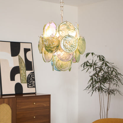 Lunaria Disc Glass Chandelier - Elegant Design with Adjustable Height