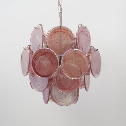 Lunaria Disc Glass Chandelier - Elegant Design with Adjustable Height